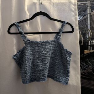 Arizona Jean Company Blue Smocked Crop Top